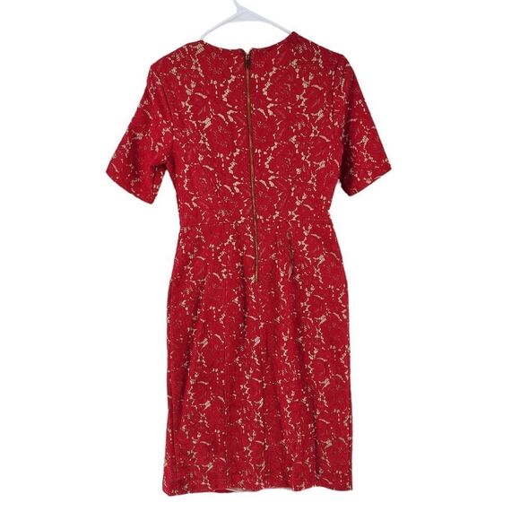 Taylor Women's Crew Neck Short Sleeve Bodycon Zipper Back Floral Lace Dress - Picture 7 of 10